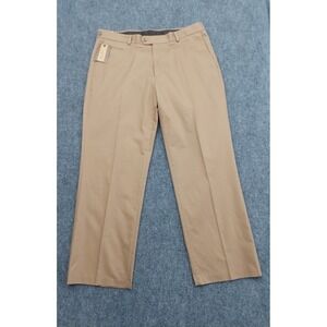 Haggar 1926 Pants 38x30 Beige Khaki Straight Fit Cotton Twill Flat Front Dress